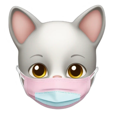 baby cat with covid mask sticker