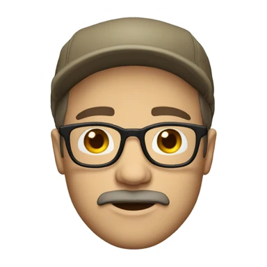 Middle aged man goatee glasses Scally cap sticker