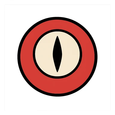 flat toon style red round eyeball with black sharp pupils sticker