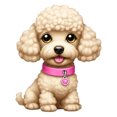 Cream toy poodle with pink collar sticker