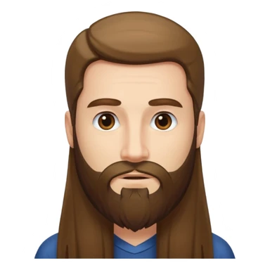 man with very long straight hair and beard no mustache sticker
