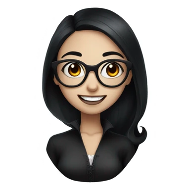 Lovely Vampire girl with white teeth and glasses and black hair and black eyes  sticker