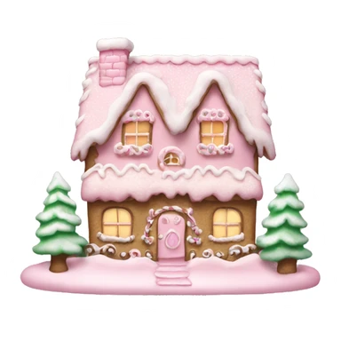 snowy pale pink gingerbread house christmas sticker