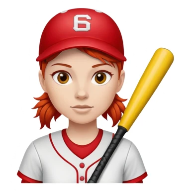 Softball player with red hair sticker
