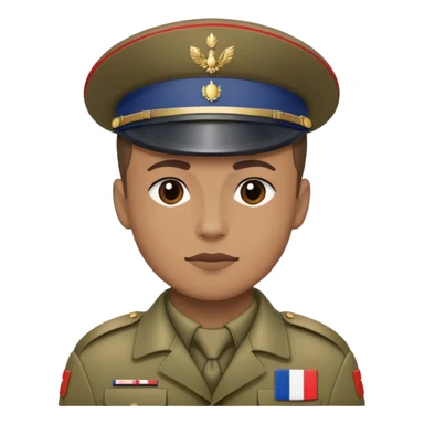 A photorealistic serious soldier with the French flag on his clothes sticker