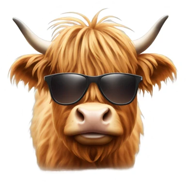 highland cow with sunglasses  sticker
