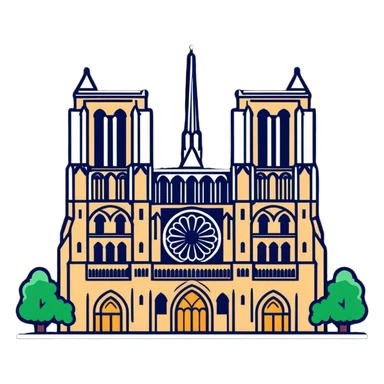 Notre Dame Cathedral in Paris with its iconic Gothic architecture and towers sticker