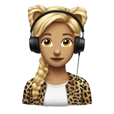 face earphones leopard shirt girl sticker