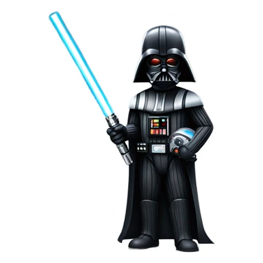 darth vader with a saber light and a stopwatch sticker