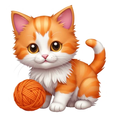 playful kitten with a ball of yarn sticker