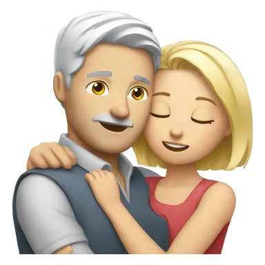 White man - grey hair - hugs blonde girl with eyes closed  sticker