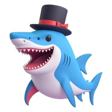 dapper shark in a top hat, looking sophisticated sticker