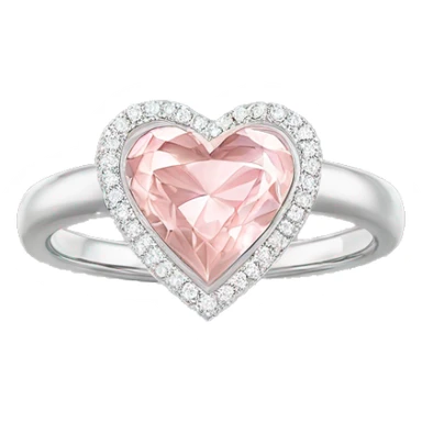 Silver light pink diamond ring heart sticker