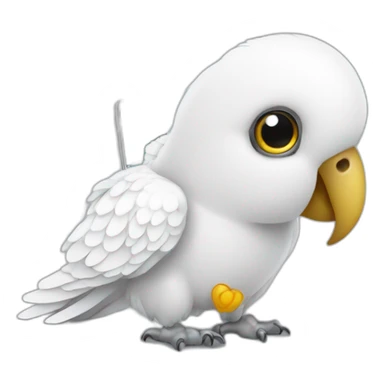 white parrot with a phone sticker