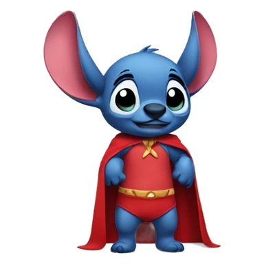 stitch wearing a red cape and bikini on his ears sticker