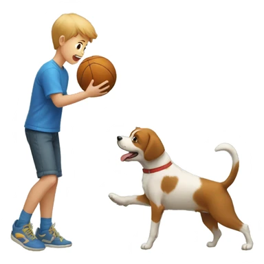 a little boy throwing ball to the dog sticker