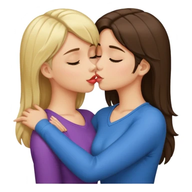 blond girl kissing brunette girls neck sticker