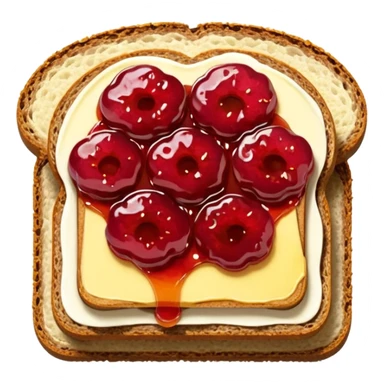 2 slices with pice of butter and jam on top  sticker