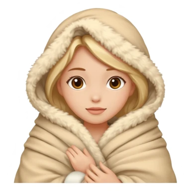 girl wrapped up in fluffy beige blanket sticker