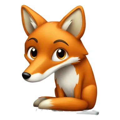 generate an emoji of a fox coding on a laptop sticker