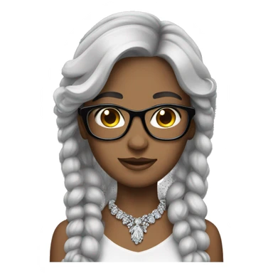 girl with jewelry make skin a bit lighter and hair gray add glasses  sticker