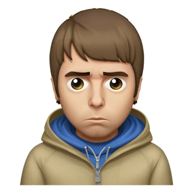 Sad Liam Gallagher, expressive face, emoji style sticker