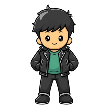 boy in leather jacket outdoors sticker
