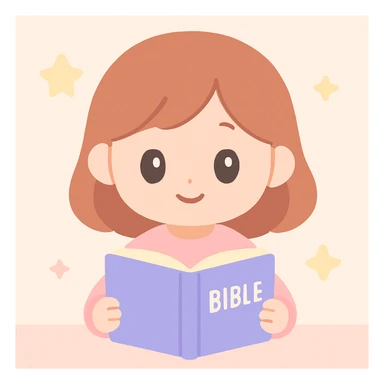 a girl reading the Bible, soft and gentle illustration, gentle colors, soft lighting, peaceful atmosphere sticker