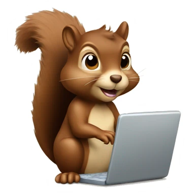 Concentrated brown squirrel with  laptop  sticker