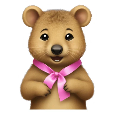 Quokka with a pink ribbon sticker