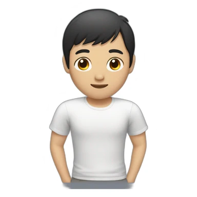 asian male with flow haircut black hair sticker