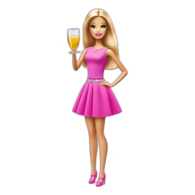 Barbie avec un verre à pied sticker