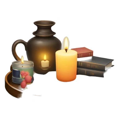 vintage tray with books and candle sticker