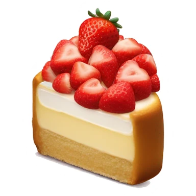 cheescake topped with strawberry sticker
