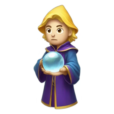 mage with thinking face holding crystal ball sticker