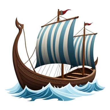 clash-of-clans-aesthetic_-cinematic-viking-longboat, rendered in a flat, bold vector style with minimal shading, featuring a striking dragon-headed prow slicing through icy, churning waters. The longboat’s intricately detailed shields and carved motifs evoke a sense of epic adventure and Nordic might, with billowing sails catching a dramatic, stormy sky backdrop. sticker