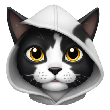 a black cat with white spots in a hooded sweatshirt sticker