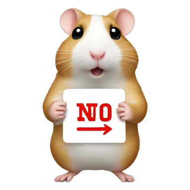 hamster holding a 'no entry' sign sticker