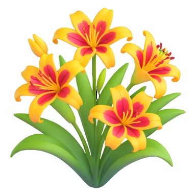 red and yellow lily flower sticker
