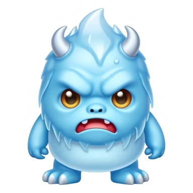 a cute grumpy chibi monster made of ice sticker