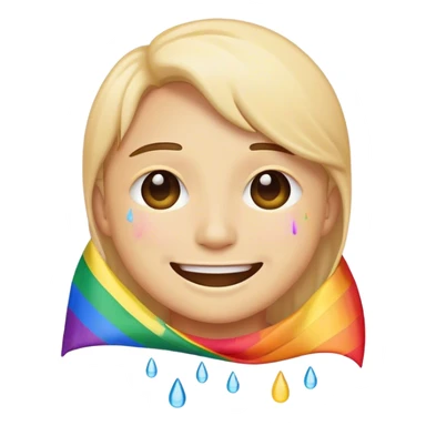 Smiling emoji with lgbtq flag and crying of happiness  sticker