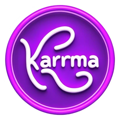 Violet neon sign with the word karma sticker