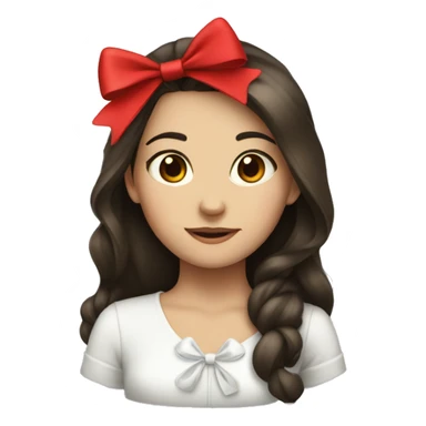 Brunette girl with red bow sticker