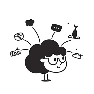 Hand-drawn Natural Language Processing concept with brain, text, and language tokens sticker