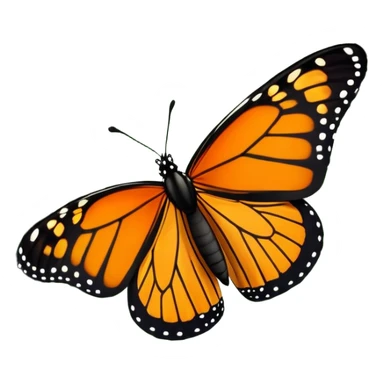 butterfly flying in a green forest, simple and expressive sticker