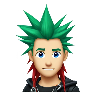 axel kingdom hearts 2 long red spiky hair blue green eyes sticker