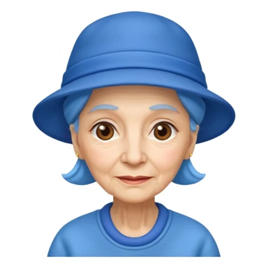 elderly woman with blue hat sticker