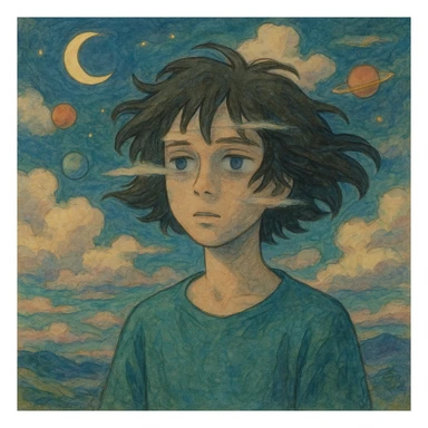 a person dissociating, surreal and dreamy style sticker