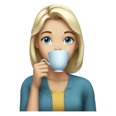 Girl sipping tea Blue eyes sticker