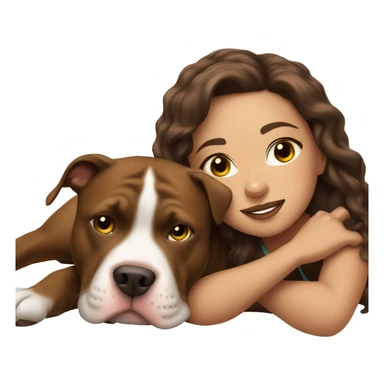 girl with brown hair laying down with pitbull sticker